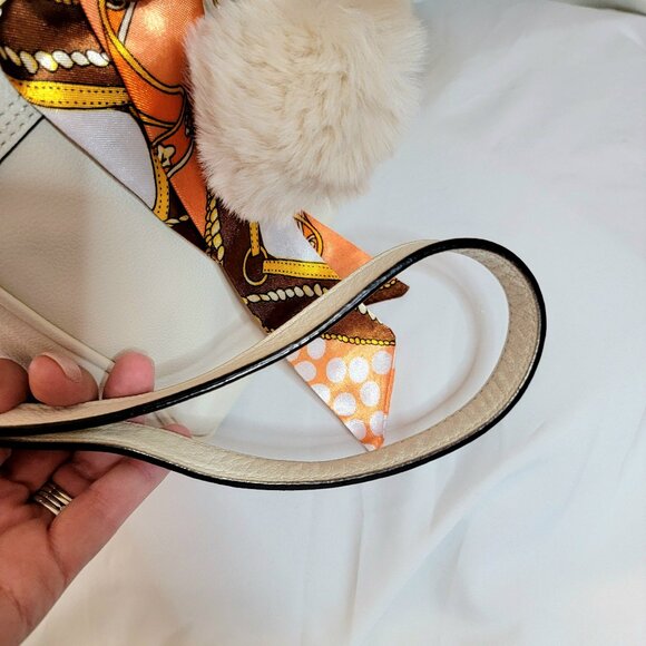 Kate Spade NY Cream Ivory Leather Shoulder Handbag, + Scarf/ Pompom, Non Smoking - Picture 5 of 14